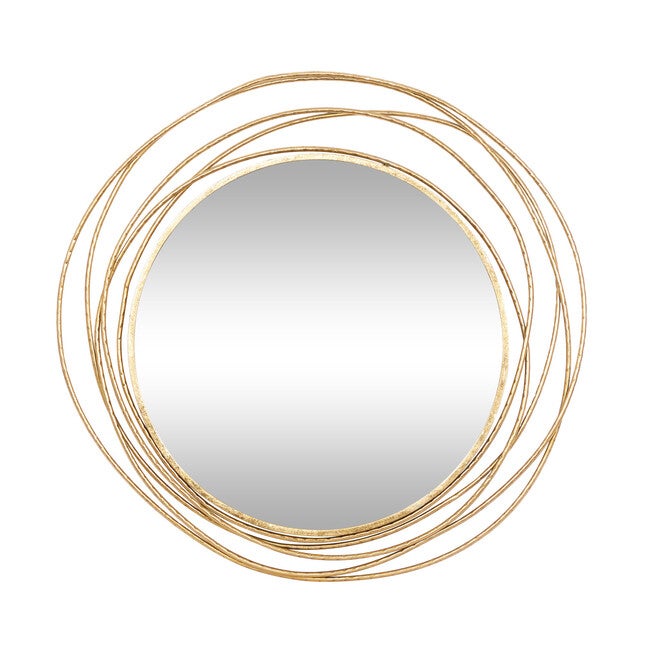 Gold Wood Contemporary Wall Mirror, GOLD, hi-res image number 0