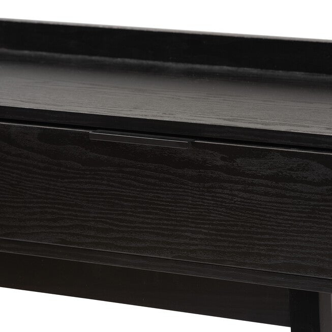 Kalani Mid-Century Modern Two-Tone Espresso Brown And Natural Brown Finished Wood 2-Drawer Console Table, , alternate image number 5