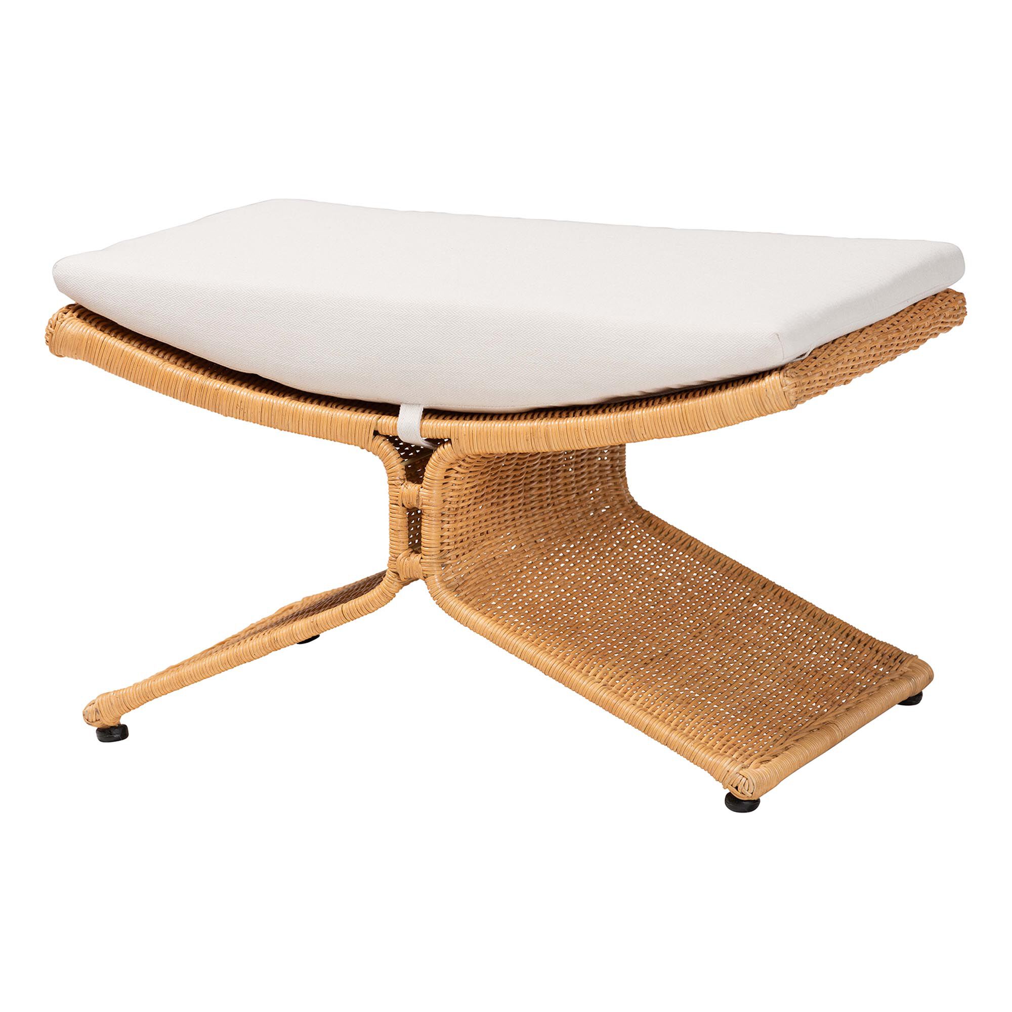 Reya Natural Rattan Footstool, HONEY, alternate image number 1