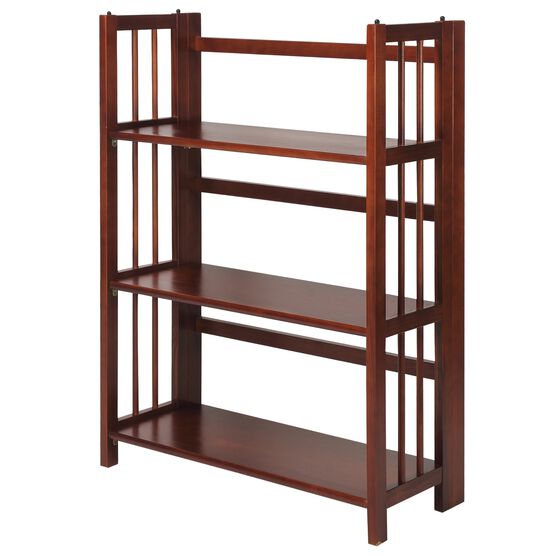 3-Shelf Folding Stackable Bookcase 27.5" Wide-Walnut, , alternate image number null