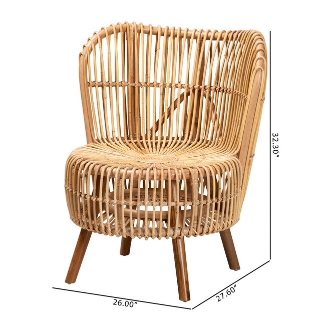 Nagoya Modern Bohemian Natural Rattan Wide Seat Lounge Chair, , alternate image number null