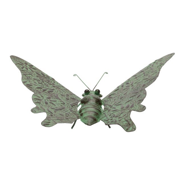 Iron Metal Butterfly Garden Accent 12.5 inchesL, GREEN/BLACK, alternate image number 1