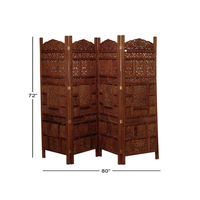 Red Mango Wood Traditional Room Divider Screen, 72 inches x 80 inches x 1 inches, , alternate image number 4