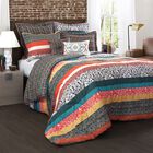 Lush Décor Boho Stripe Comforters Turquoise/ Tangerine 7 Piece Set, TURQUOISE TANGERINE, hi-res image number null