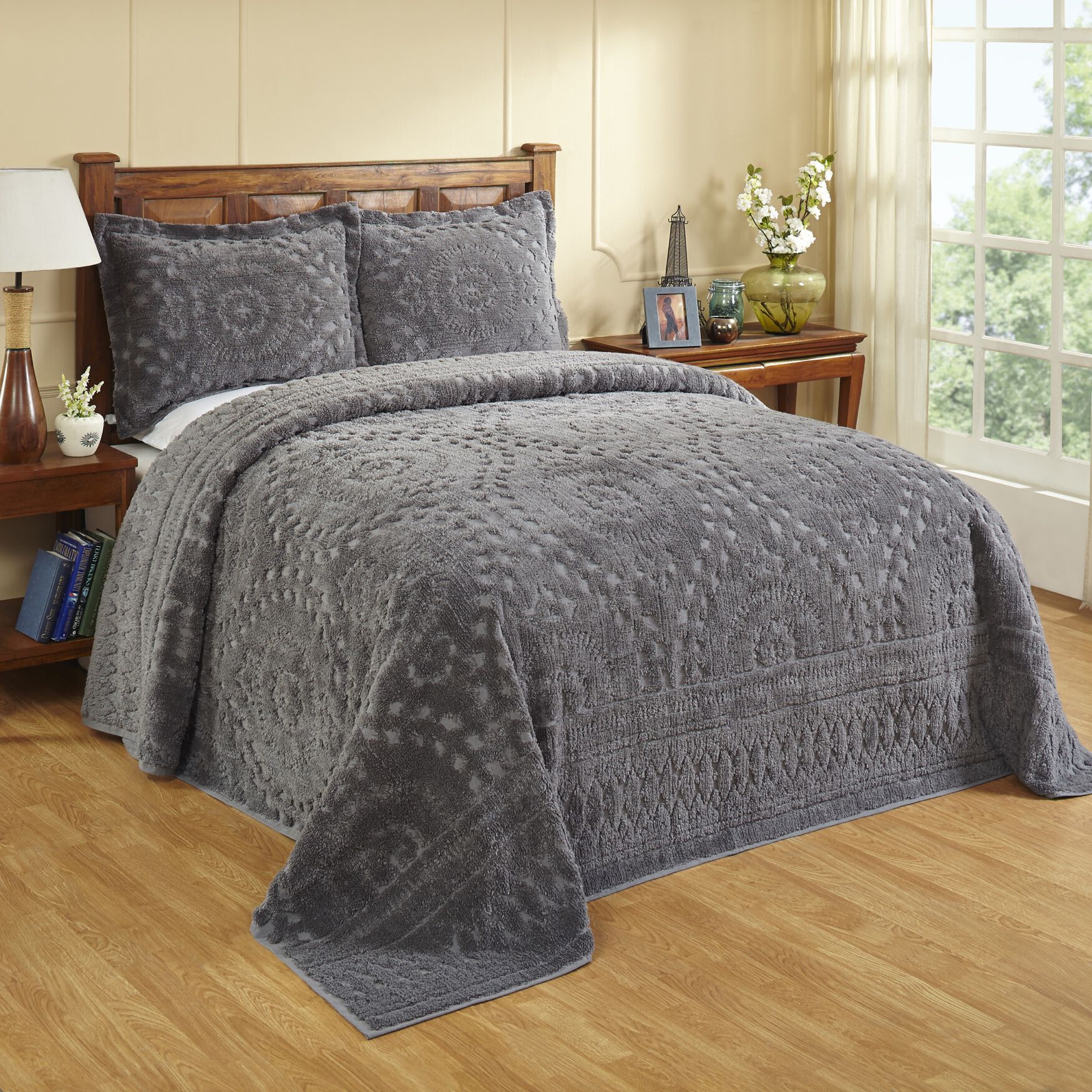 Rio Collection 100% Cotton Bedspread Set, GRAY, hi-res image number 0