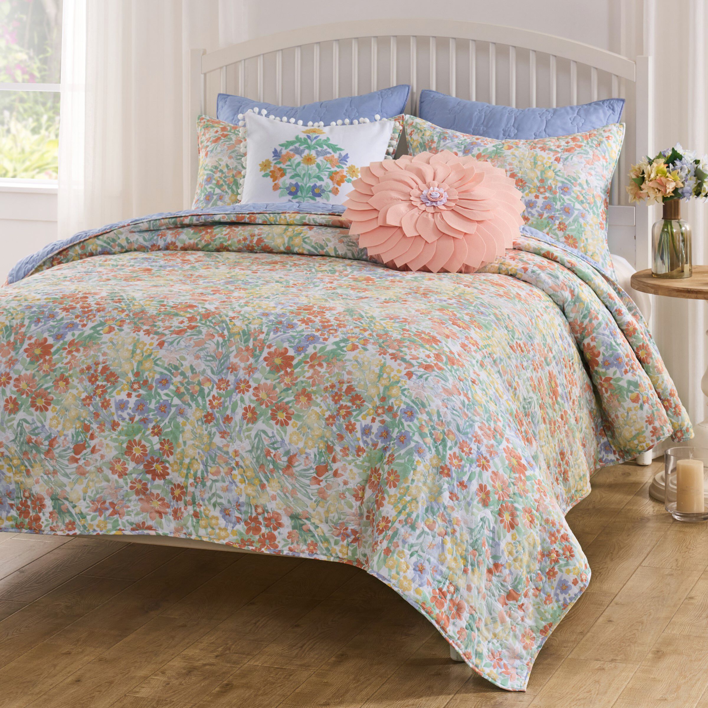Alice Floral Meadow Quilt Set, PASTEL, alternate image number 1