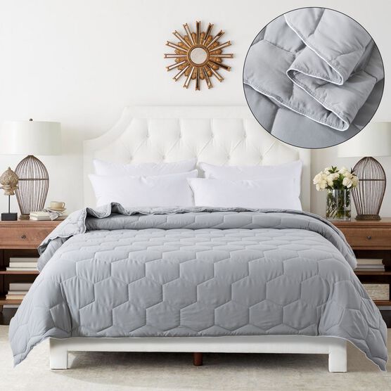 Honeycomb Down Alternative Blanket, Gray/ White, , alternate image number null