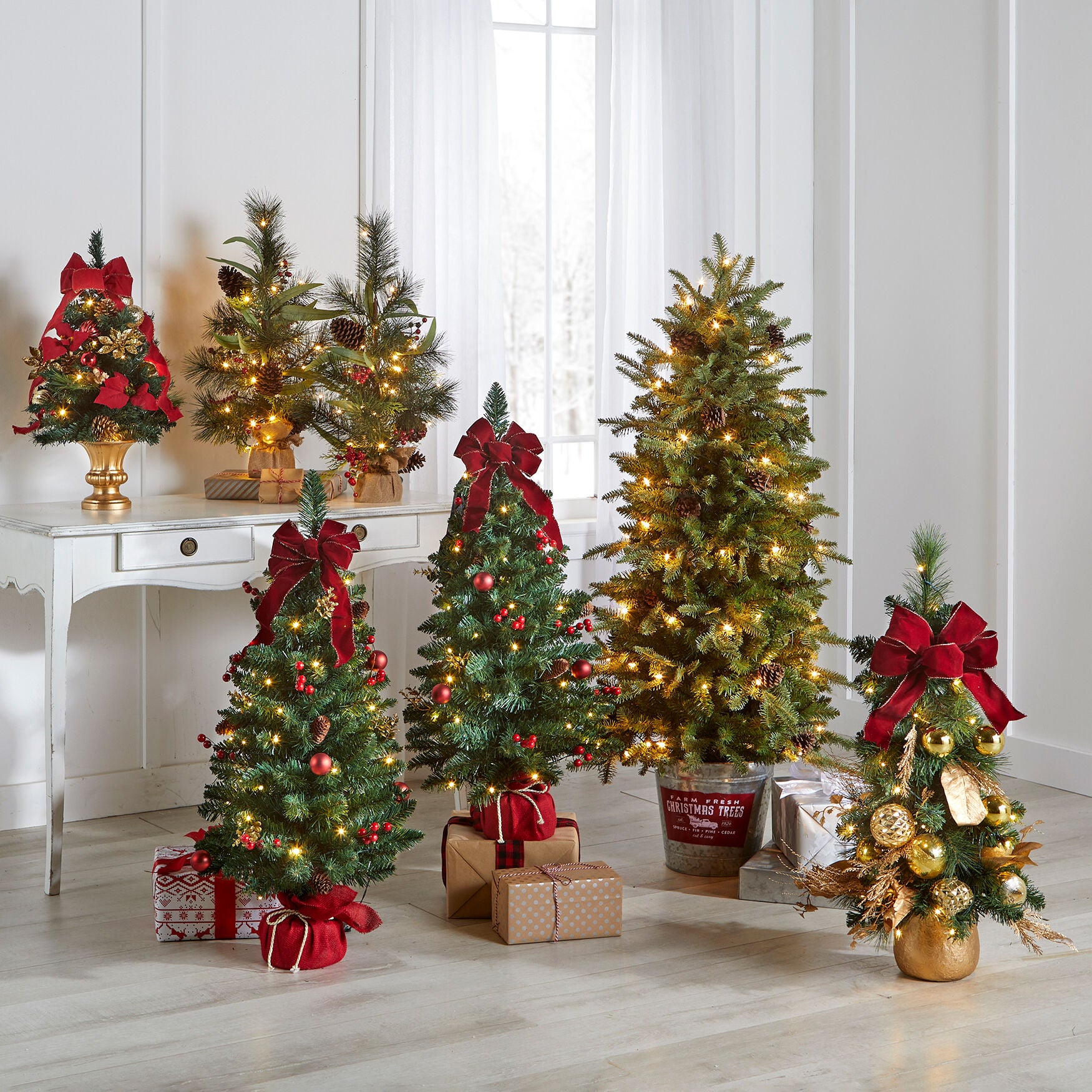 54 inches Pre-Lit Tree in Metal Bucket, , on-hover image number 1