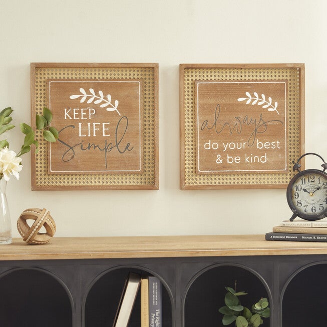 Set Of 2 Brown Wood Farmhouse Wall Decor, , alternate image number null