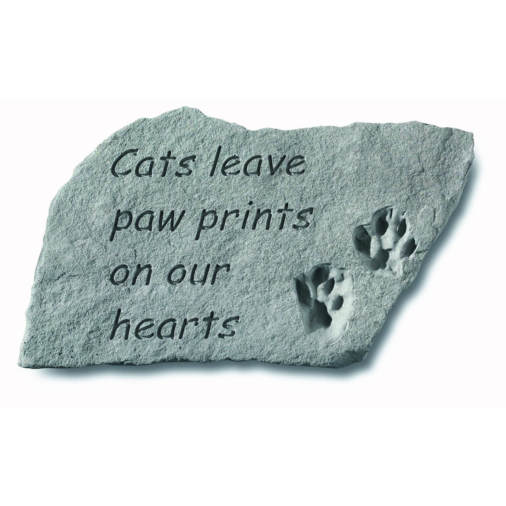 Cats Leave Pawprints On Our Heart Pet Garden Memorial Accent Stone, GREY, hi-res image number 0
