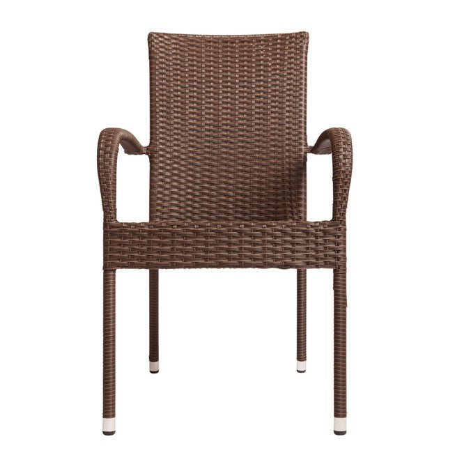 Morgan Outdoor Wicker Stacking Chair - Mocha - Set of 4, , alternate image number null