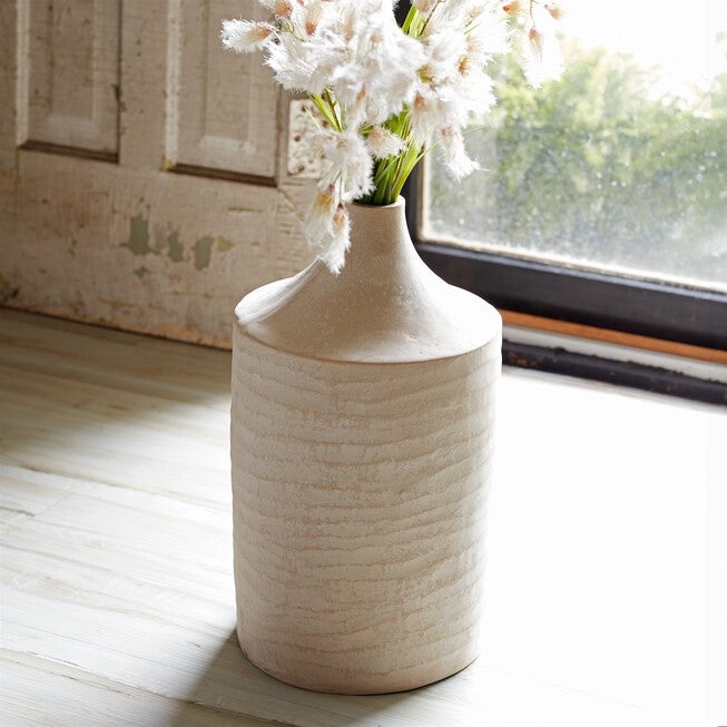 Recycled Paper Chalk Vase 18 inchesH, BEIGE, alternate image number null