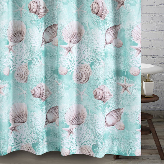 Ocean Turquoise Bath Shower Curtain, TURQUOISE, hi-res image number null
