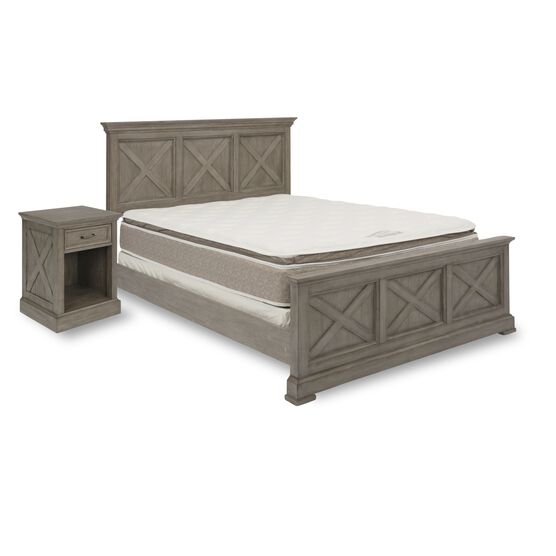 Mountain Lodge Gray Queen Bed & Night Stand, GRAY, hi-res image number null