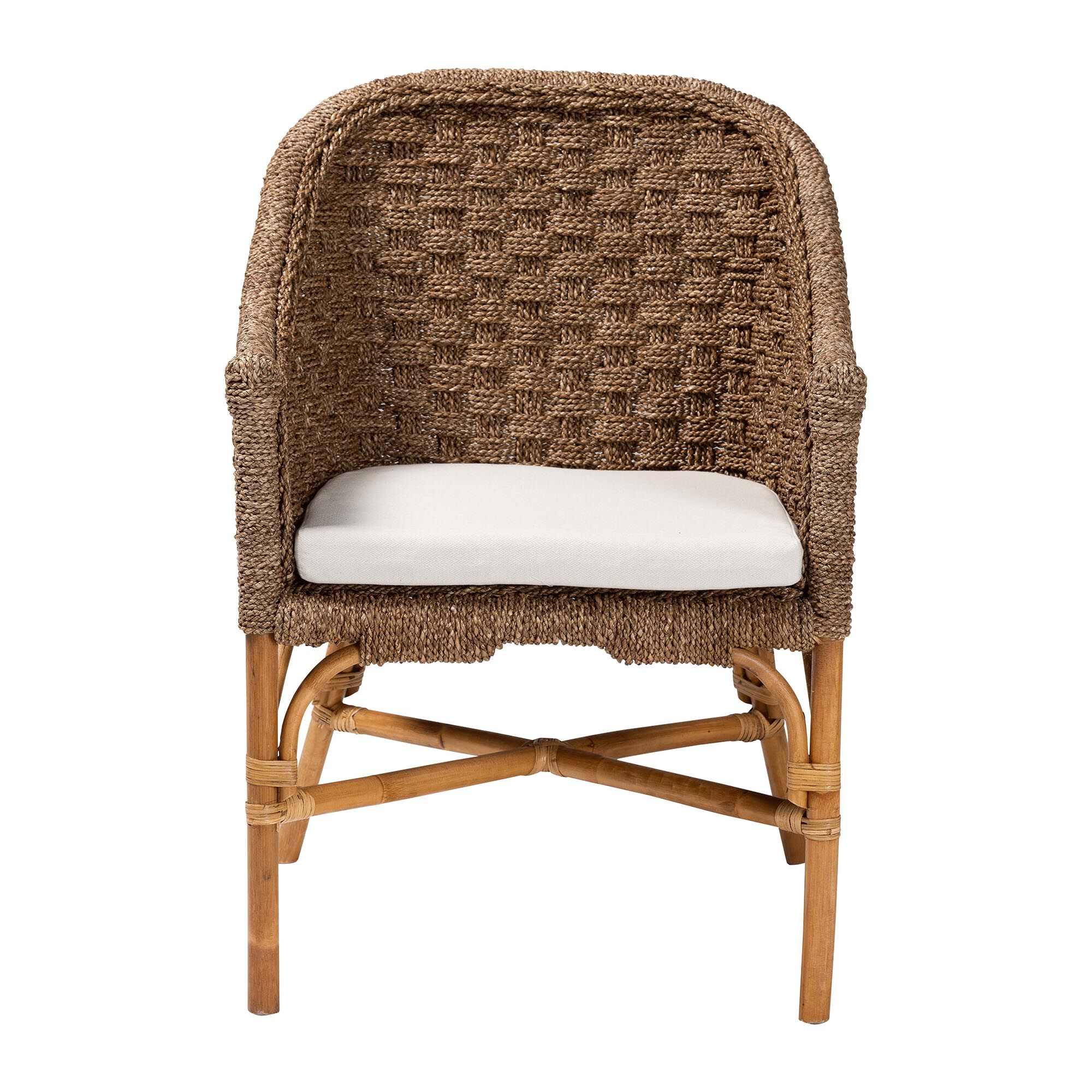 Luis Bohemian Natural Seagrass and Rattan Arm Chair, NATURAL, alternate image number 2