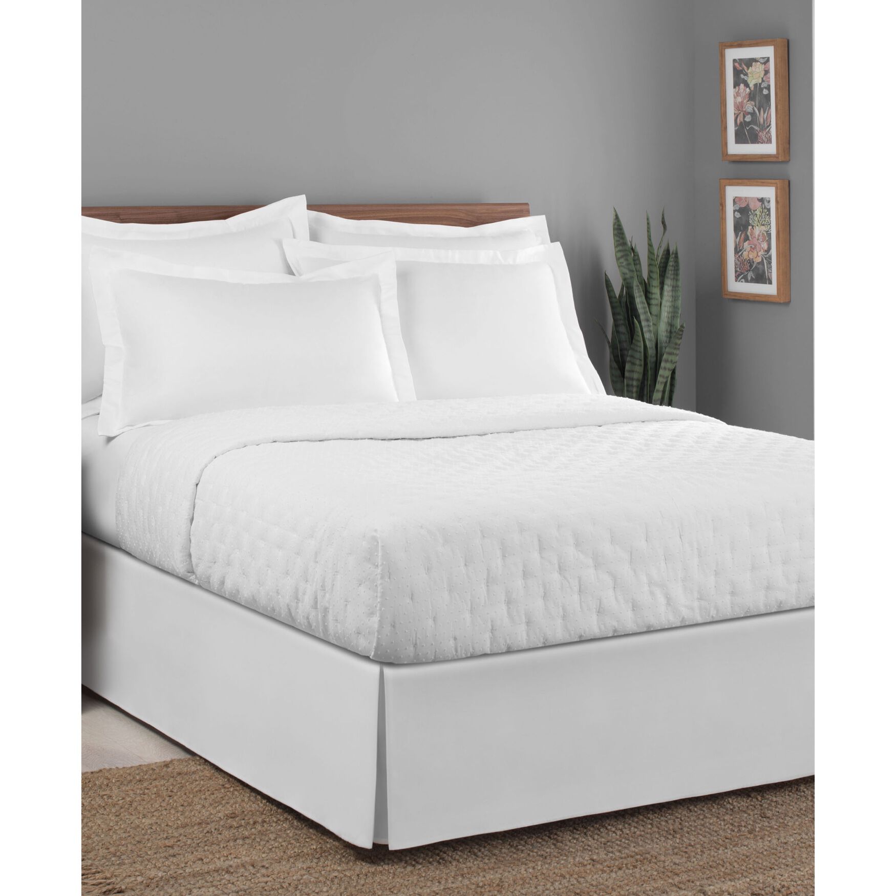 Today&#39;s Home Microfiber Tailored Black 14 inches Bed Skirt, WHITE, hi-res image number 0