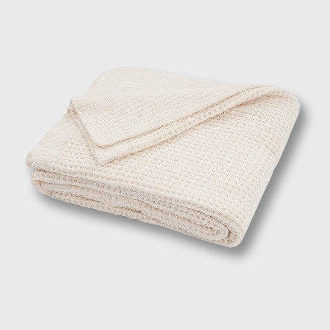 Shiny Waffle Chenille Knit Throw, WHITE, hi-res image number 0