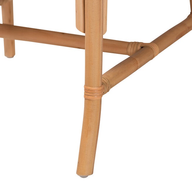 Rio Modern Bohemian Natural Brown Rattan Dining Chair, WHITE, alternate image number 7