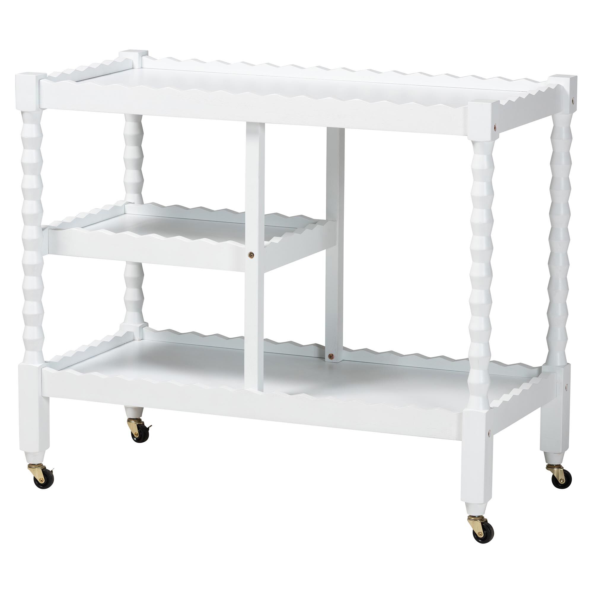 Seamus 3-Tier Beech Brown Book Cart with Bobbin Frame, WHITE, alternate image number 1