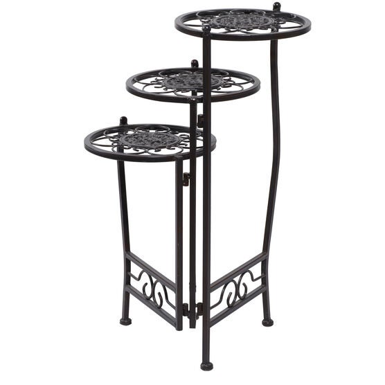 Set Of 3 Brown Metal Traditional Plantstand, , alternate image number null