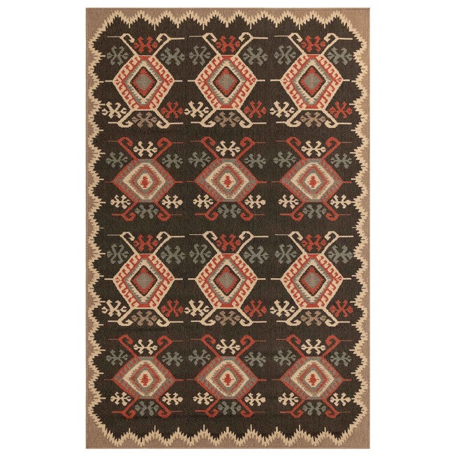 Liora Manne Riviera Kilim Indoor/Outdoor Rug, BLACK, hi-res image number null