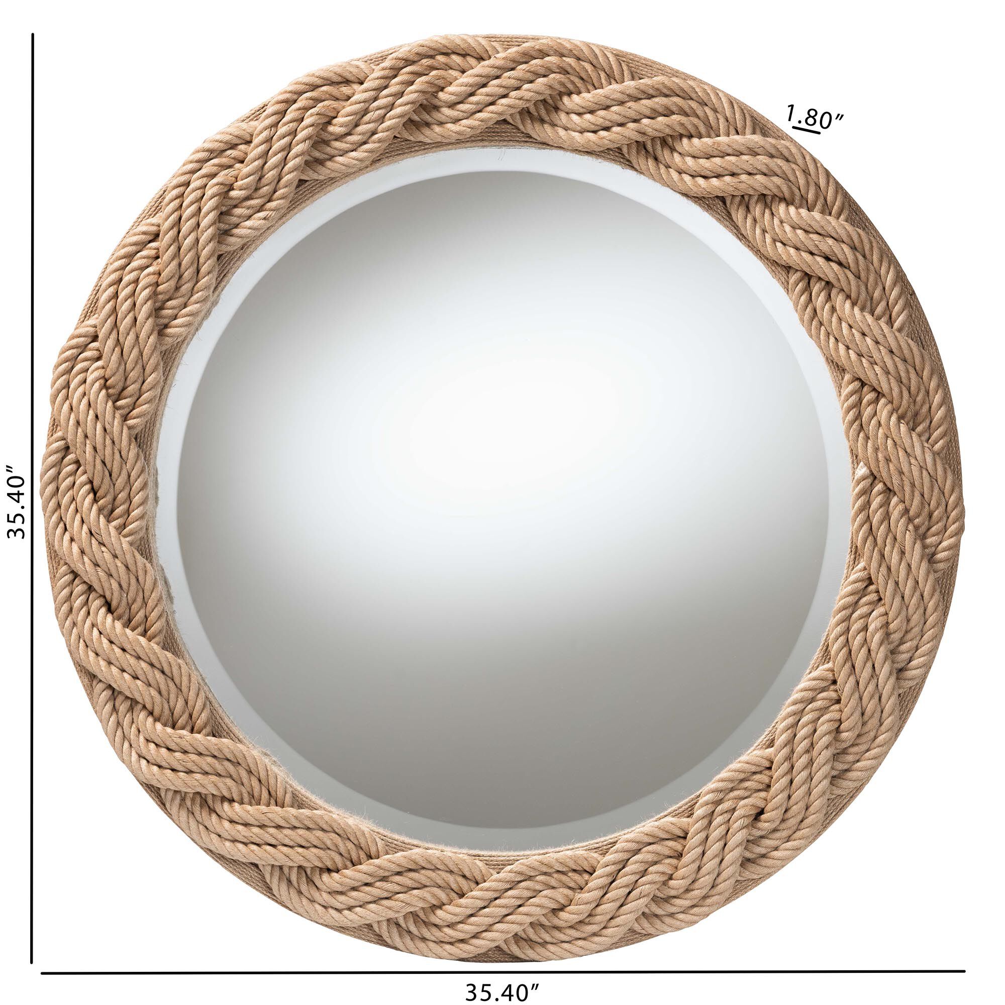Romana Braided Rope Mirror, NATURAL BROWN, alternate image number 4
