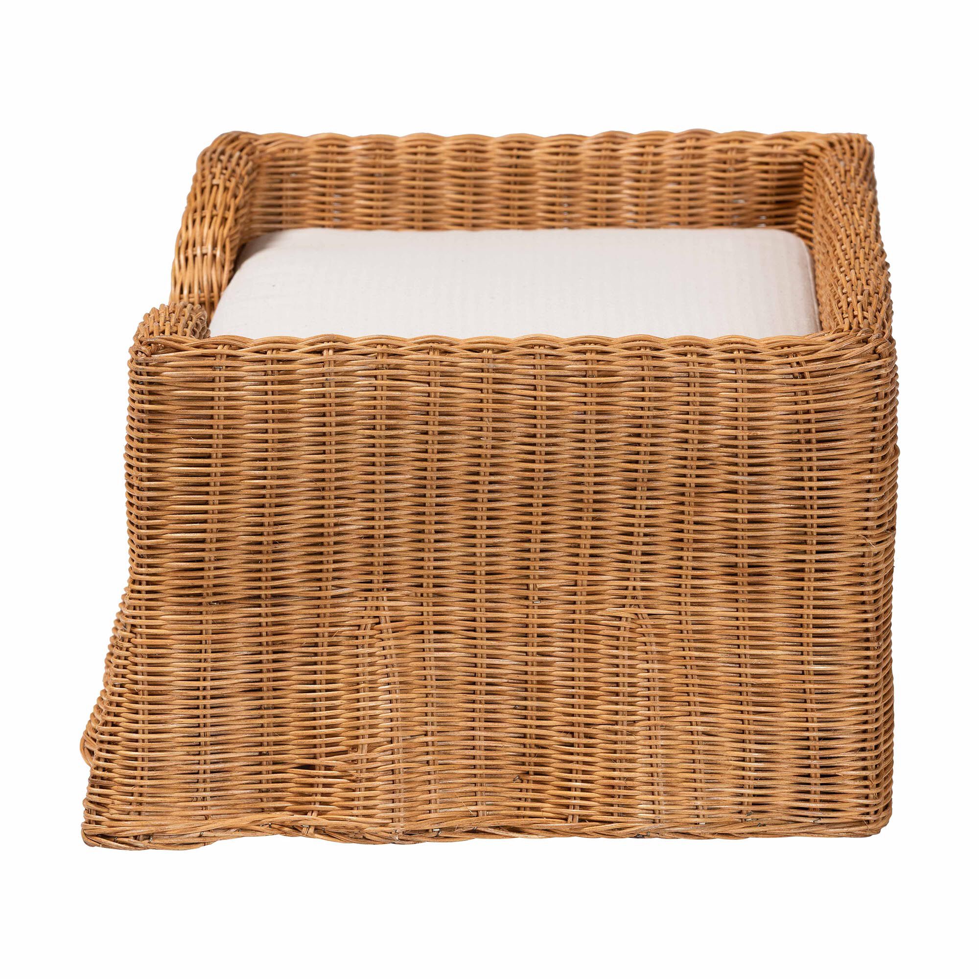 Belita Natural Rattan Pet Bed with Scalloped Base, 27.6 inches, HONEY, alternate image number 3