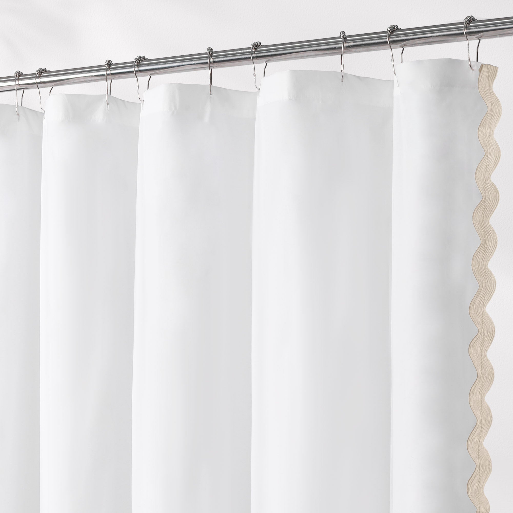Scalloped Fabric Shower Curtain, CREAM, alternate image number 2
