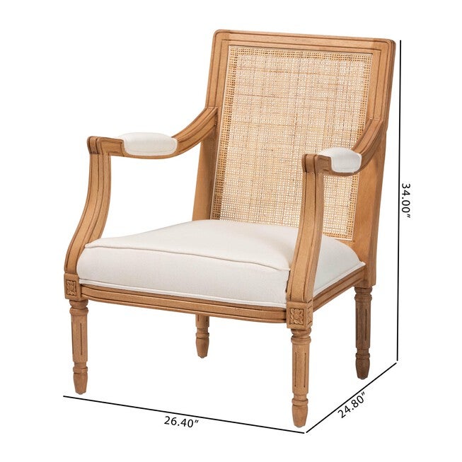 Garridan Traditional French Beige Fabric And Dark Brown Finished Wood Accent Chair, , alternate image number 8