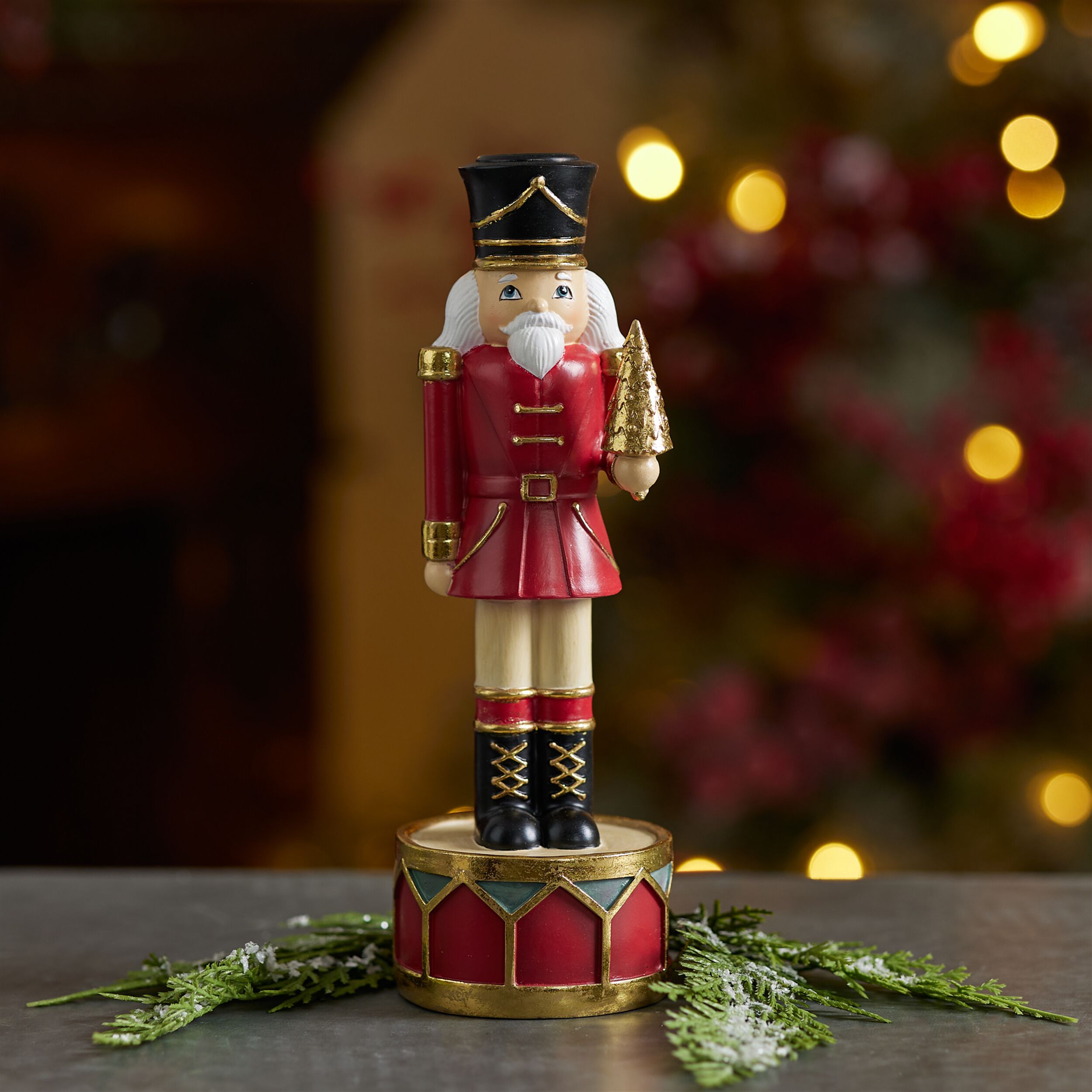 Nutcracker Soldier Candle Holder (Set of 2), RED GOLD BLACK, alternate image number 2