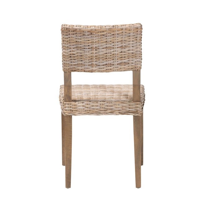 Barossa Bohemian Grey Kubu Rattan And Mahogany Wood Dining Chair, , alternate image number null