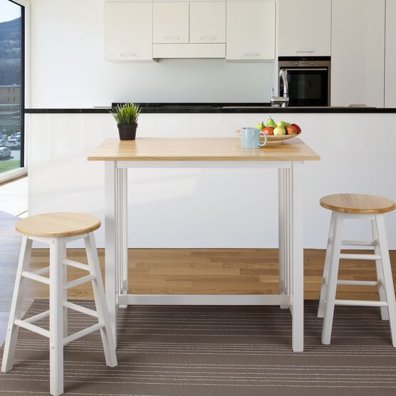3pcs Breakfast Set made with Solid Wood-White, , alternate image number null