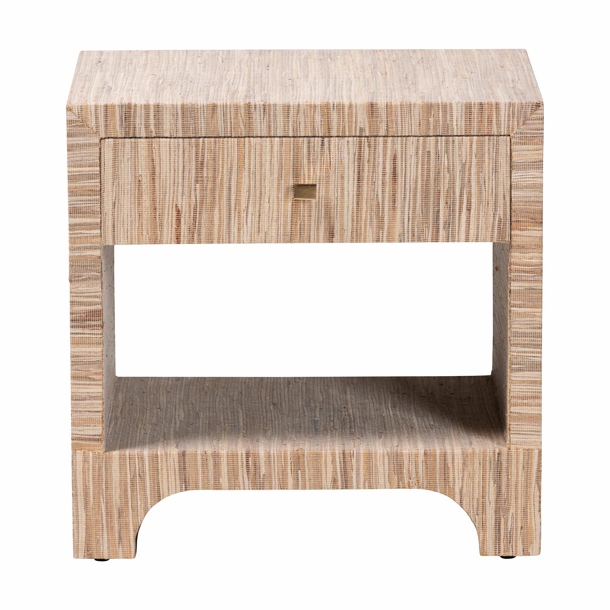 Julia Bohemian Woven Natural Grasscloth 1-Drawer Nightstand, NATURAL, alternate image number 3