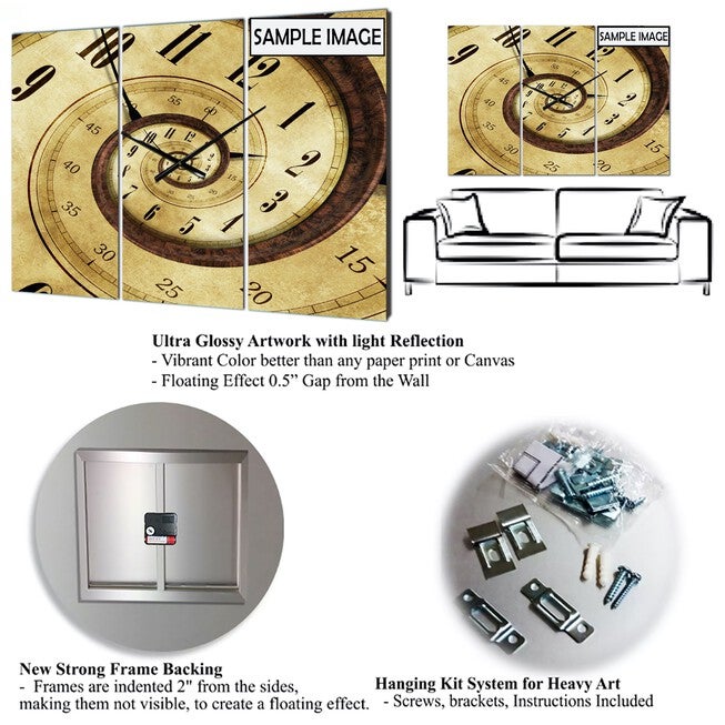 Golden Water Agate Large Fashion Multipanel Wall Clock, , alternate image number 3