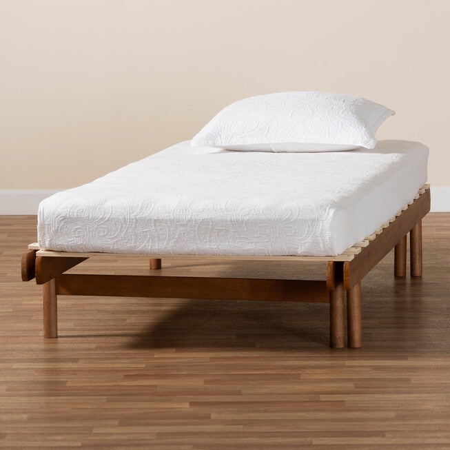 Bolivia Mid-Century Modern Walnut Brown Wood Expandable Twin To King Bed Frame, , alternate image number null
