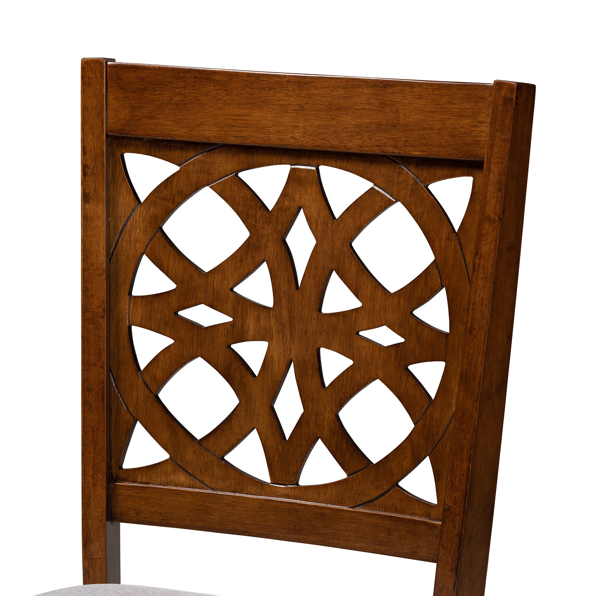 Abigail Modern Grey Fabric and Walnut Brown Finished Wood 2-Piece Dining Chair Set, GREY, alternate image number 5