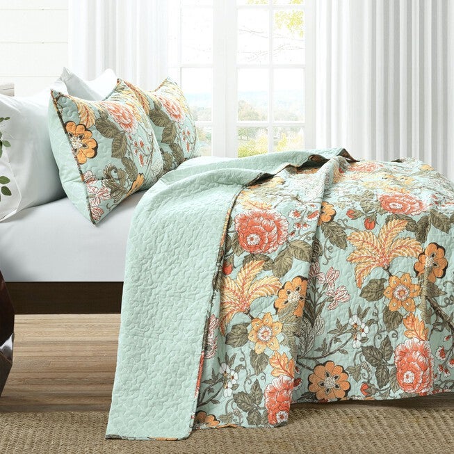 Lush Décor Sydney Quilt Black/Blue 3Pc Set, , alternate image number null