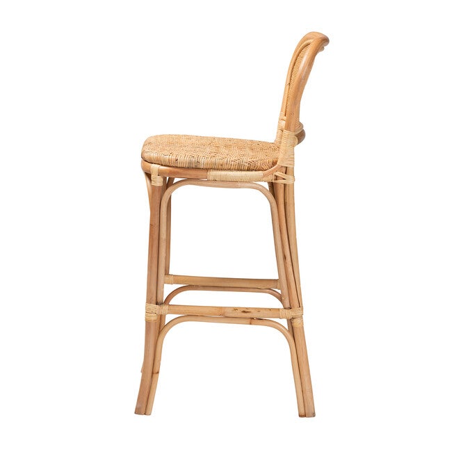 Adrena Modern Bohemian Natural Brown Rattan Bar Stool, NATURAL BROWN, alternate image number 4