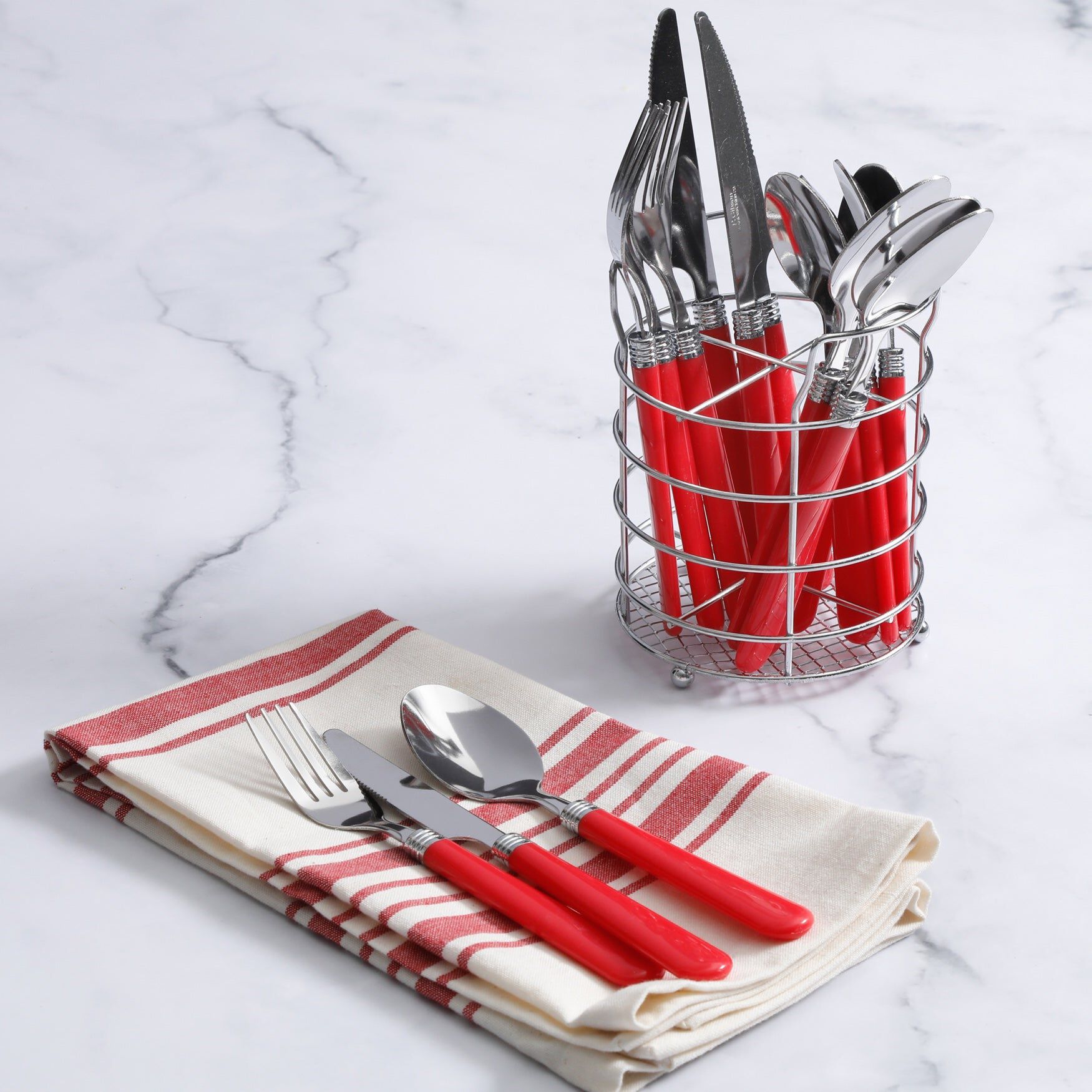 16-pc. Red Flatware Set