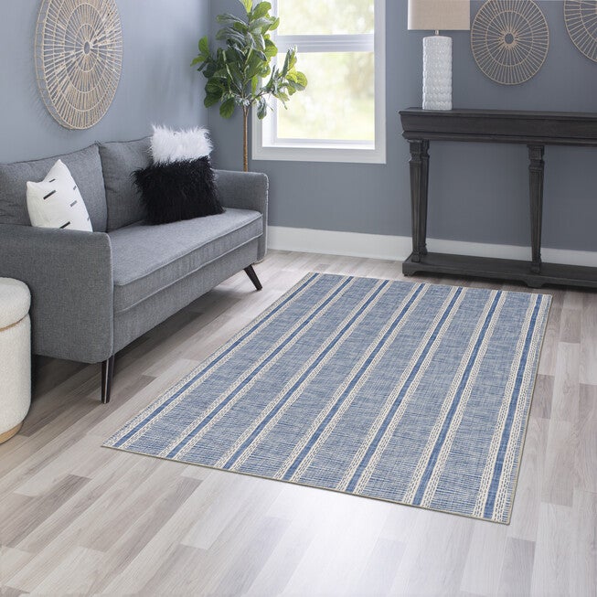 Washable Wallen Ivory/Blue Rug, , alternate image number 5