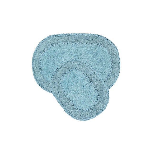Double Ruffle 2 Piece Set Bath Rug Collection, BLUE, hi-res image number 0