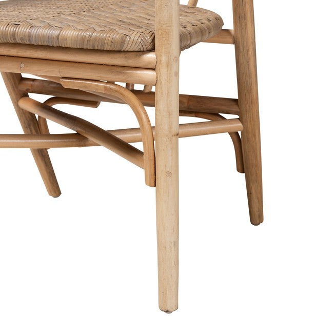 Kyoto Modern Bohemian Natural Brown Rattan 2-Piece Dining Chair Set, , alternate image number 5