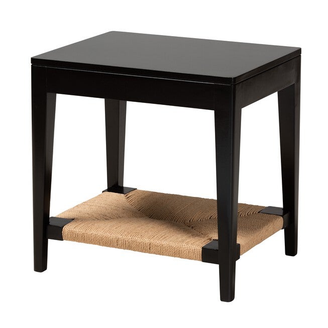 Freya Modern Bohemian Black Finished Bayur Wood End Table, BLACK, hi-res image number 0