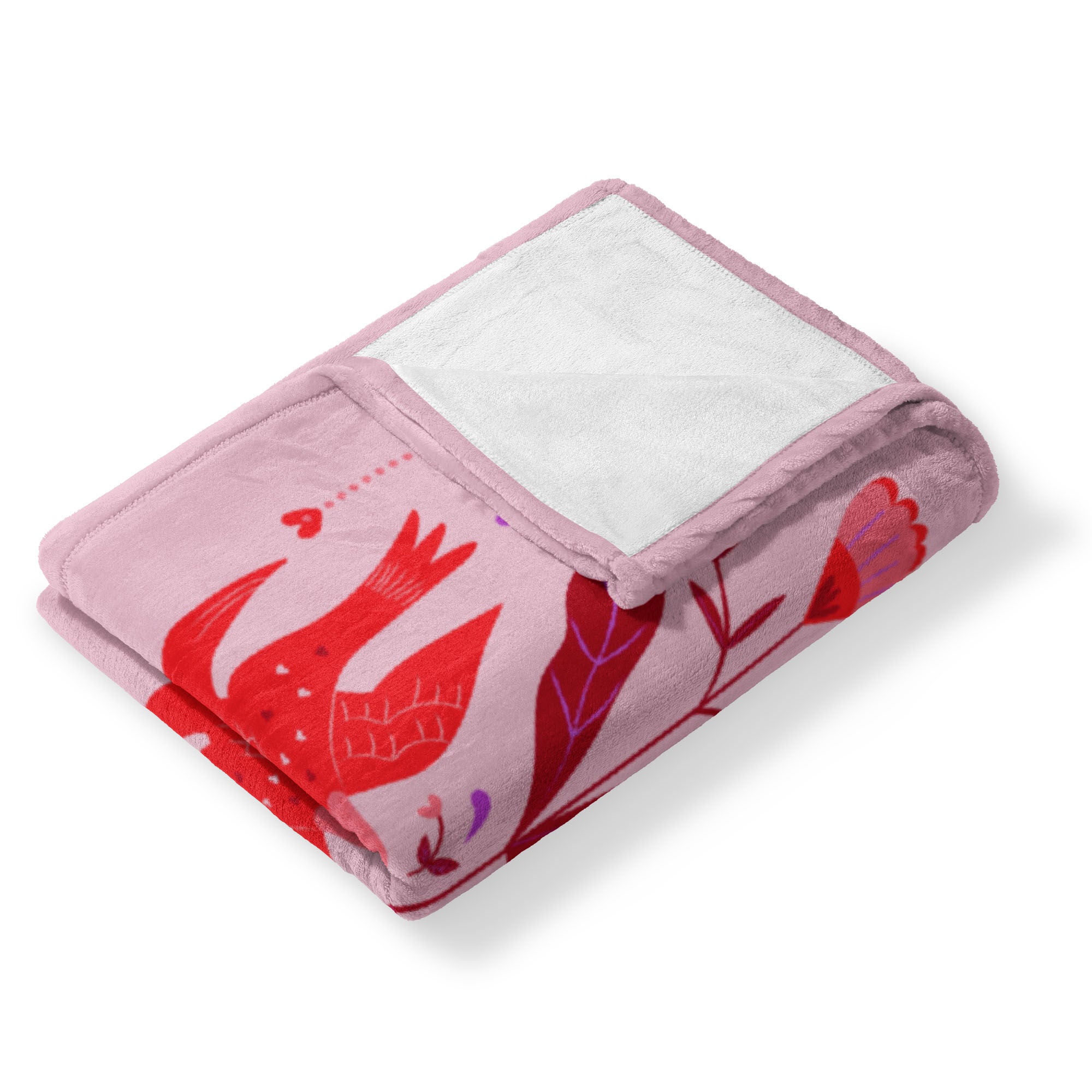 Valentine's Day Flying Birds Silk Touch Throw Blanket 60x80 Inches, FLYING BIRDS, alternate image number 3