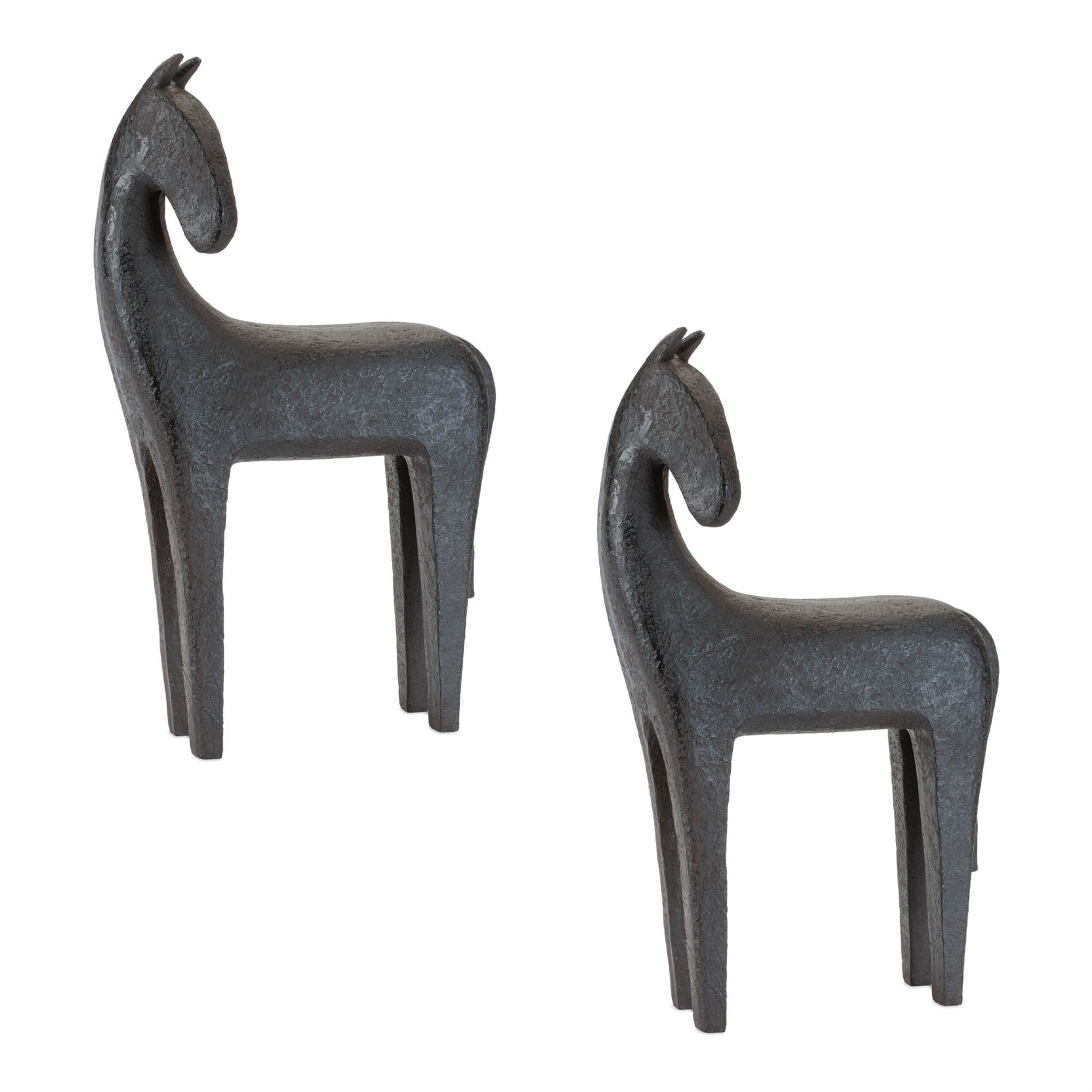 Modern Horse Statue Set of 2, BLACK, alternate image number 1