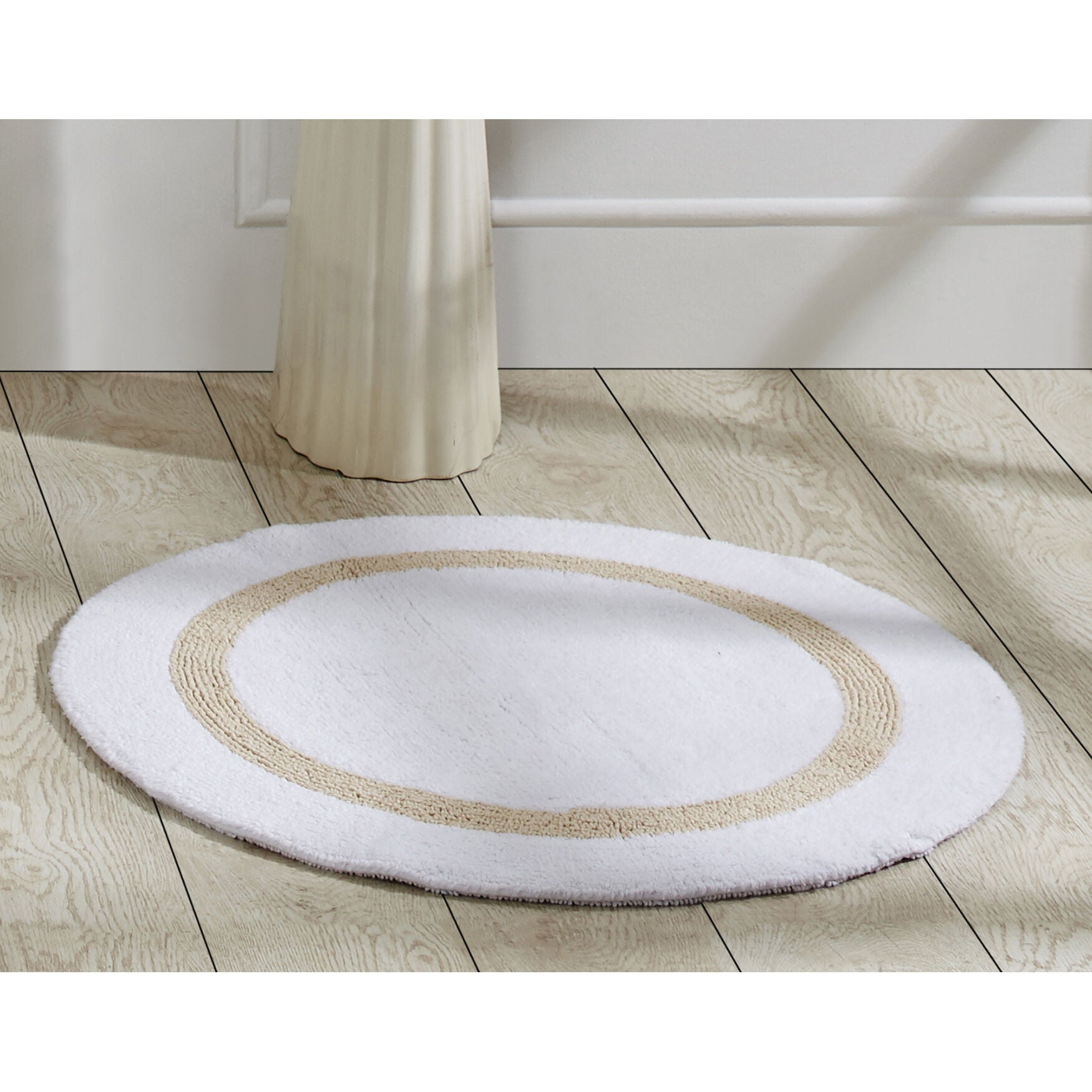 Hotel Collection 100% Cotton 30 inches Round Bath Rug, WHITE SAND, hi-res image number 0