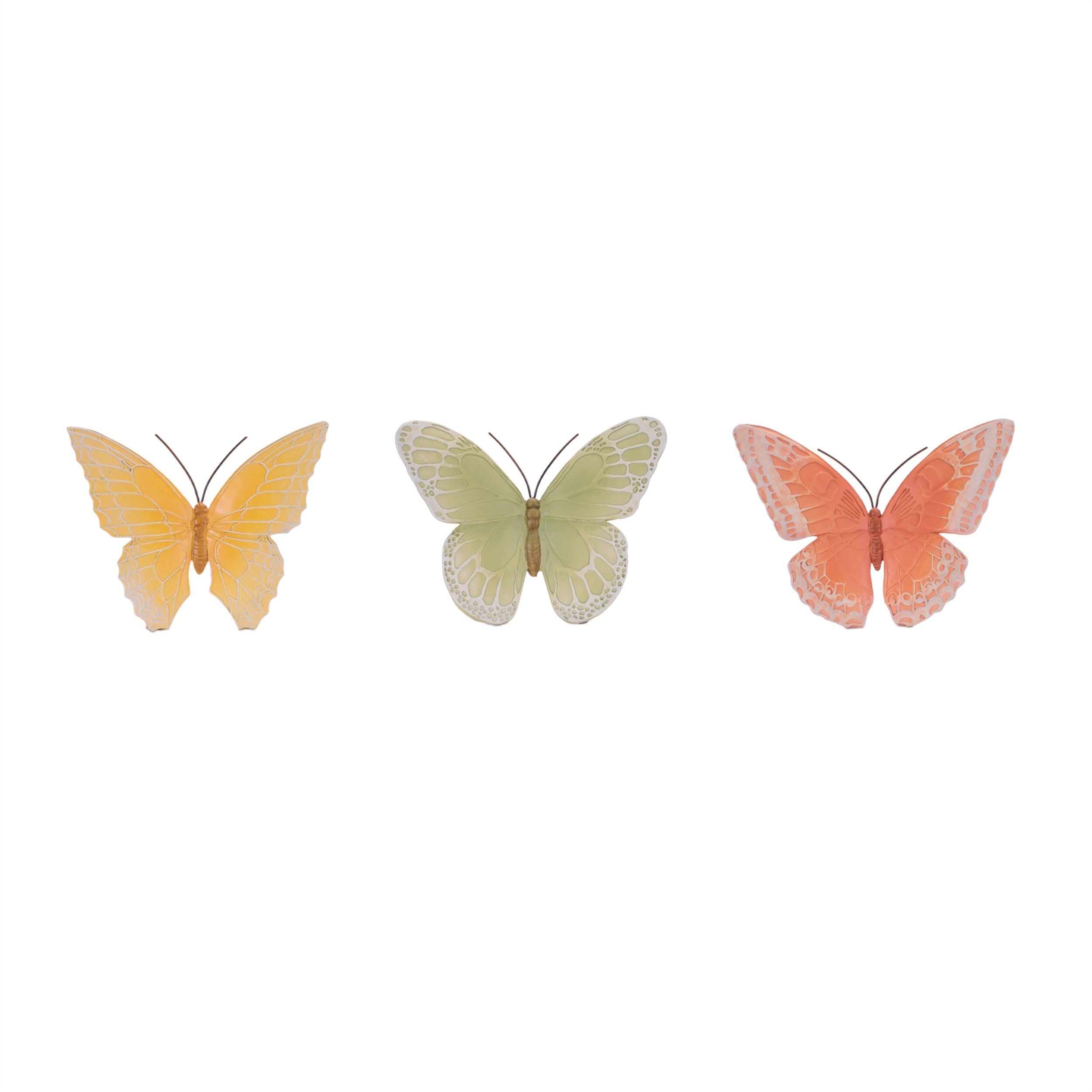 Colorful Butterfly Decor Set of 3, YELLOW GREEN PINK, hi-res image number 0