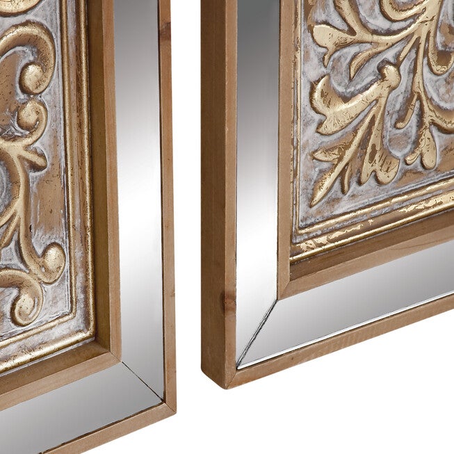Set Of 3 Brown Metal Glam Floral Wall Décor, , alternate image number 3