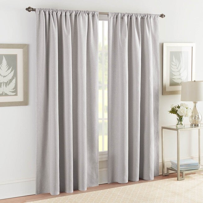 Sunset European Matelassé Window Panel Pair, GRAY, hi-res image number null