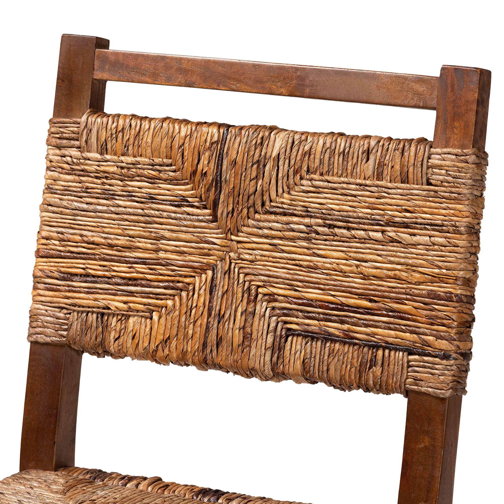Cordoba Bohemian Natural Seagrass and Mahogany Wood 2-Piece Counter Stool Set, NATURAL, alternate image number 4